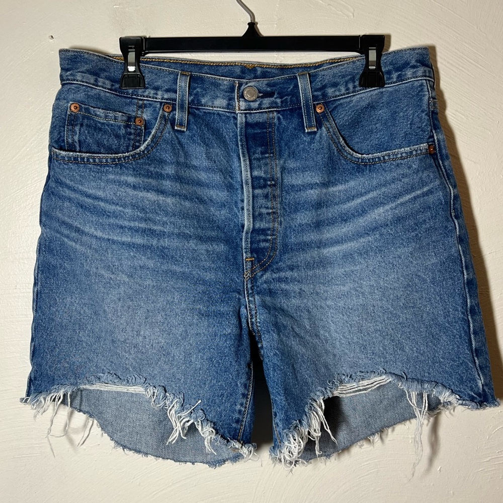 Levi's Blue Distressed Cutoff Jean Shorts